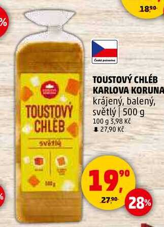 TOUSTOVÝ CHLÉB KARLOVA KORUNA krájený, balený, 500 g