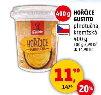 HOŘČICE GUSTITO PLNOTOCNA, 400 g 