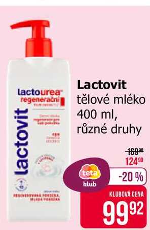 Lactovit Tělové mléko, vybrané druhy 400ml