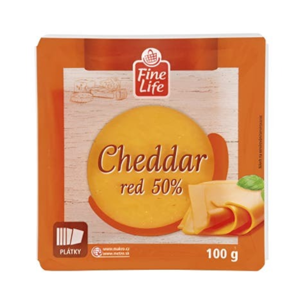 Fine Life Red Cheddar 50% plátky