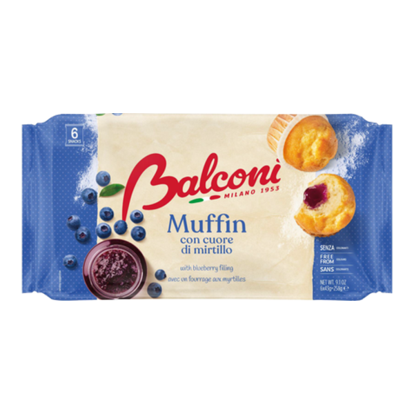 Balconi Muffin s borůvkovou náplní 6x43 g