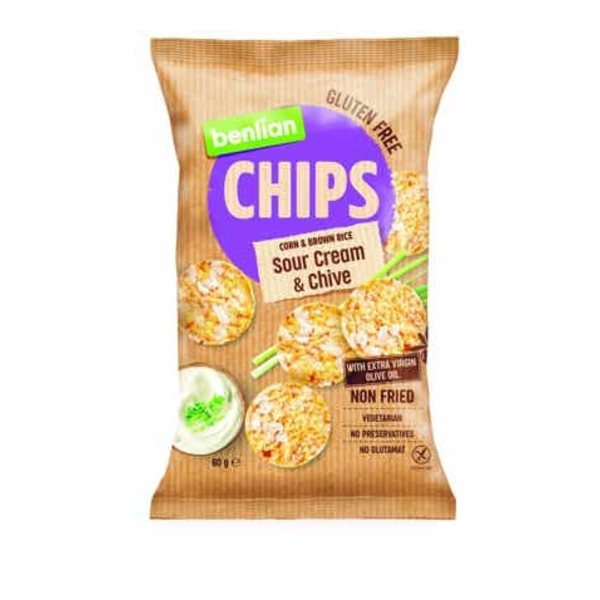 Benlian Corn & Brown rice chips Zakysaná smetana s pažitkou