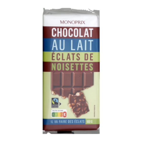 Monoprix Mléčná čokoláda s lískovými oříšky, 2x100g