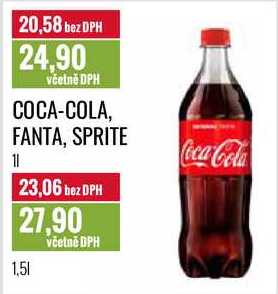 COCA-COLA, FANTA, SPRITE 1l, 1,5l