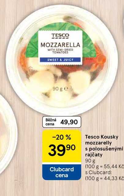 Tesco Kousky mozzarelly s polosušenými rajčaty, 90 g