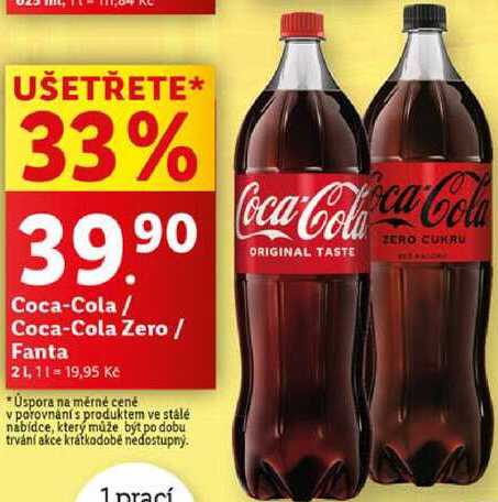 Coca-Cola/Coca-Cola Zero/Fanta, 2 l