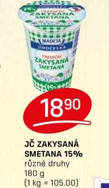 JČ ZAKYSANÁ SMETANA 15% různé druhy 180 g 