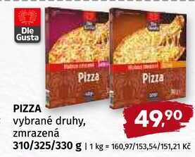 Pizza vybrané druhy, zmrazená 310/325/330 g