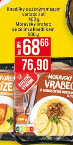 Knedlíky s uzeným masem variace zeli 460g Moravský vrabec se zelím a knedlíkem 500 g