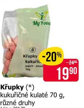Křupky kukuřičné kulaté 70 g, různé druhy