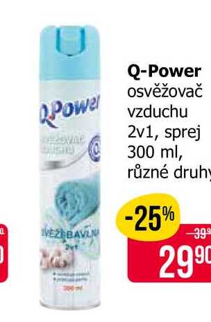 Q-Power osvěžovač vzduchu 2v1, sprej 300 ml, různé druhy 