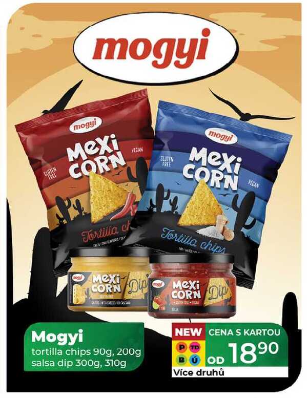 Mogyi tortilla chips 90g, 200g salsa dip 300g, 310g  