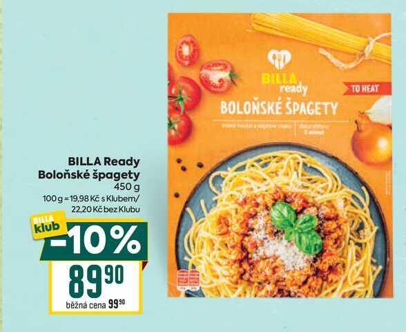 BILLA Ready Boloňské špagety 450 g 