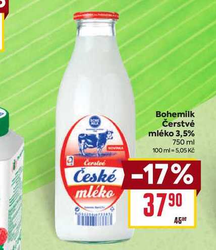 Bohemilk Čerstvé mléko 3,5% 750 ml 