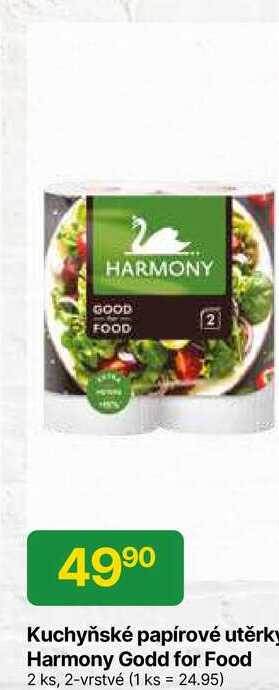 Kuchyňské papírové utěrky Harmony GoOd for Food 2 ks, 2-vrstvé 