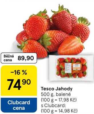 Tesco Jahody, 500 g, balené 