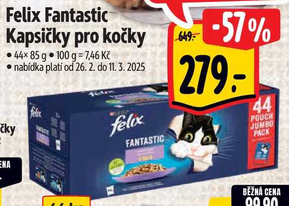 Felix Fantastic Kapsičky pro kočky, 44x 85 g