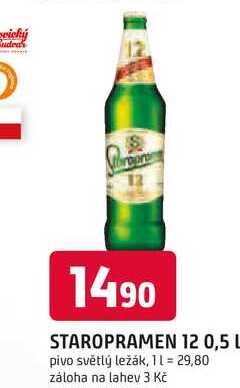 STAROPRAMEN 12 0,5 L pivo světlý ležák