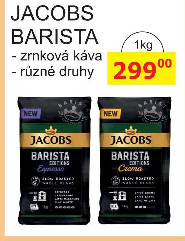 JACOBS BARISTA - zrnková káva 1kg  v akci