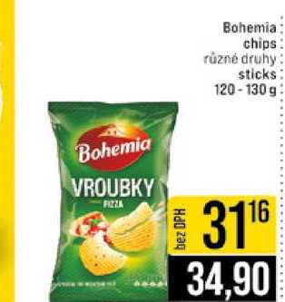 Bohemia chips různé druhy sticks 120-130 g