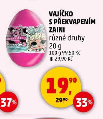 VAJÍČKO S PŘEKVAPENÍM ZAINI různé druhy, 20 g