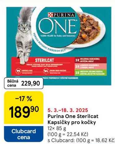 Purina One Sterilcat Kapsičky pro kočky, 12× 85 g