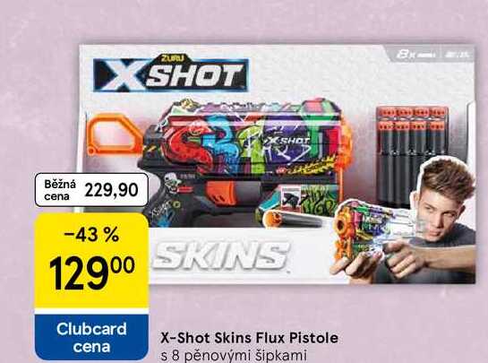 X-Shot Skins Flux Pistole s 8 pěnovými šipkami 