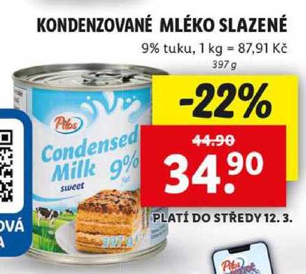KONDENZOVANÉ MLÉKO SLAZENÉ, 397 g