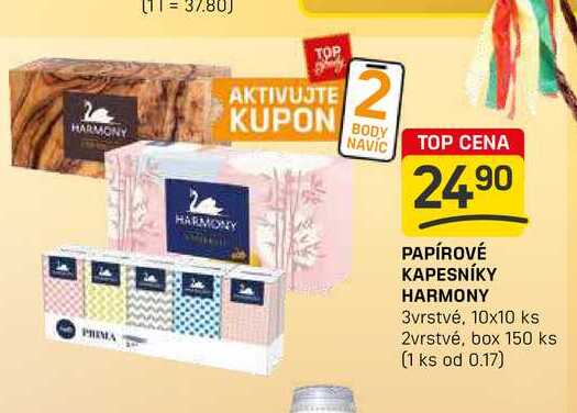 PAPÍROVÉ KAPESNÍKY HARMONY 3vrstvé, 10x10 ks