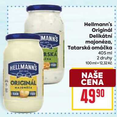 Hellmann's Originál Delikátní majonéza, Tatarská omáčka 405 ml