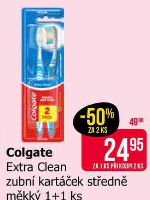 Colgate zubní kartáček středně měkký 1+1 ks  