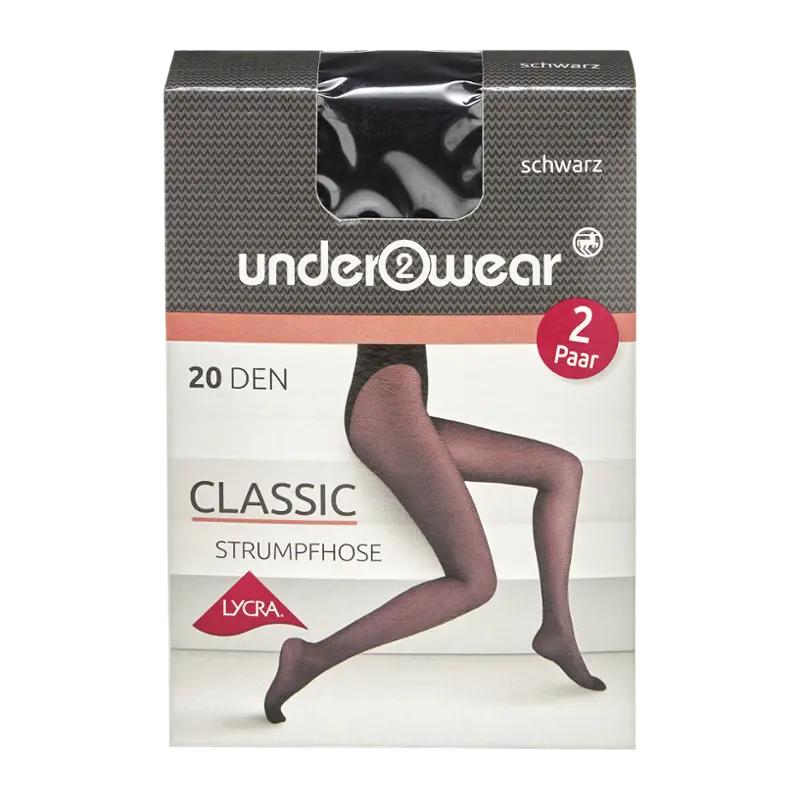 under2wear Punčochy 2pack černé 20 DEN vel. L, 2 ks