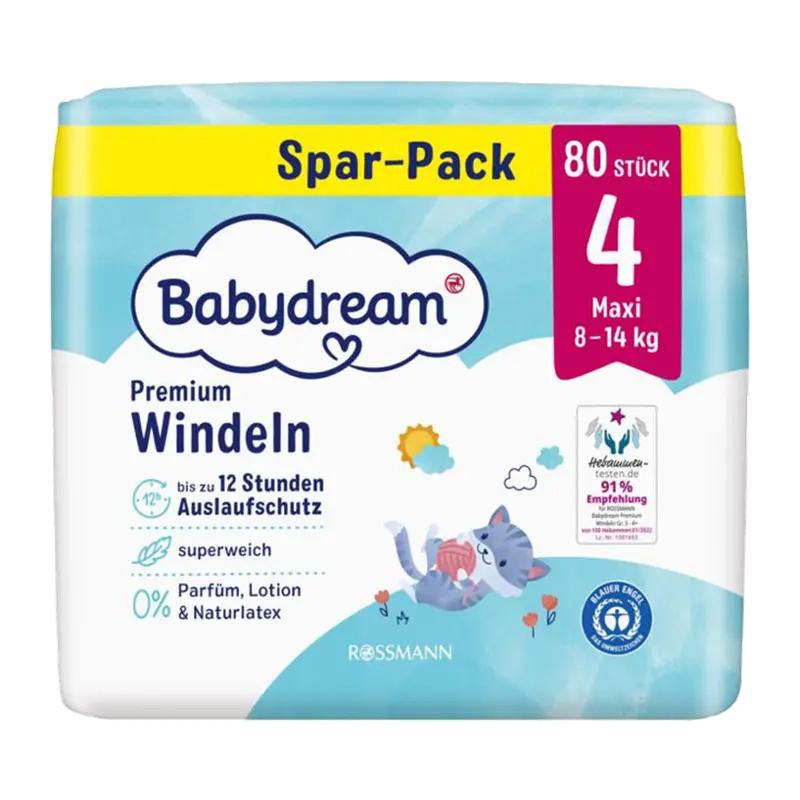 Babydream Jednorázové plenky Premium Maxi 8 - 14 kg, vel. 4, 80 ks