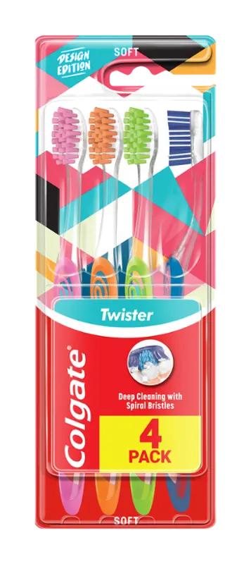 Colgate Zubní kartáčky Twister Design Edition měkký 4pack, 4 ks