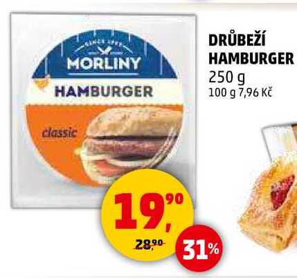 MORLINY DRŮBEŽÍ HAMBURGER, 250 g 