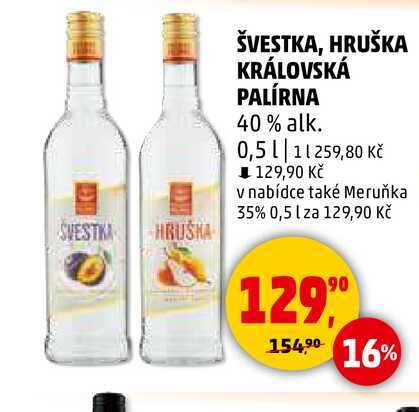 ŠVESTKA, HRUŠKA KRÁLOVSKÁ PALÍRNA 40% alk., 0,5 l