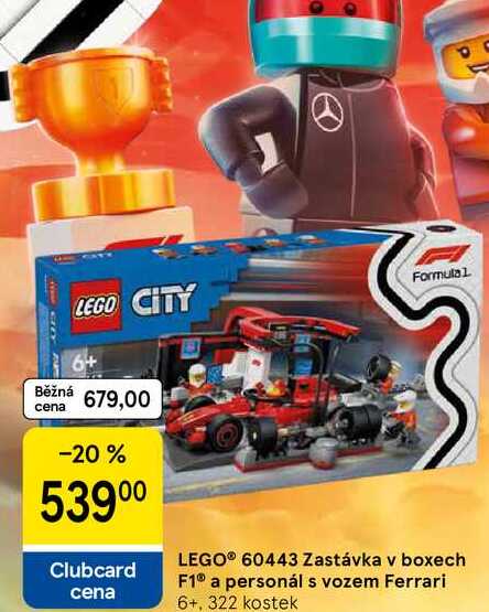 LEGO® 60443 Zastávka v boxech F1® a personál s vozem Ferrari 6+, 322 kostek 