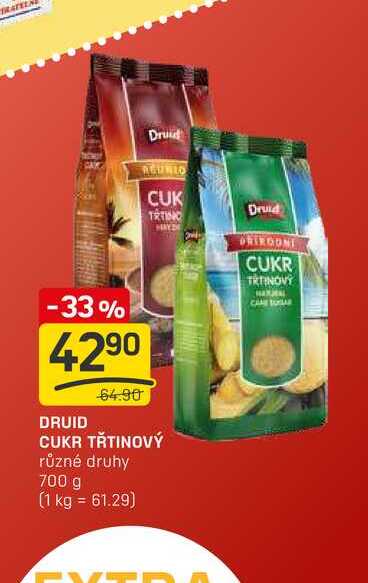 DRUID CUKR TŘTINOVÝ různé druhy 700 g
