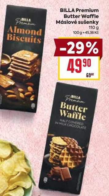 BILLA Premium Butter Waffle Máslové sušenky 110 g  v akci