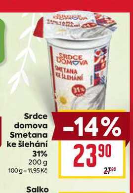 Srdce domova Smetana ke šlehání 31% 200 g 