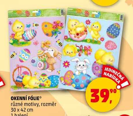 OKENNÍ FÓLIE různé motivy, rozměr 30 x 42 cm, 1 balení