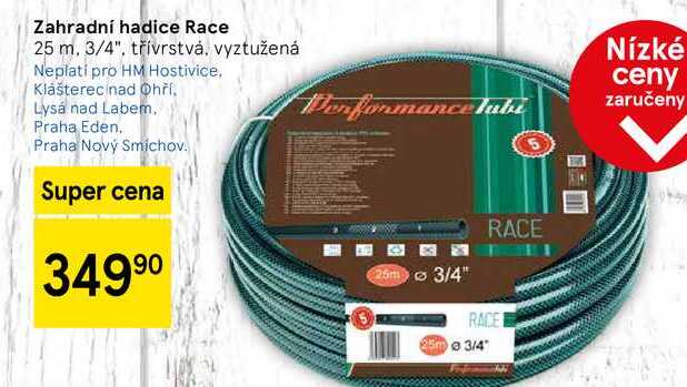 Zahradní hadice Race, 25 m. 3/4", třívrstvá. vyztužená