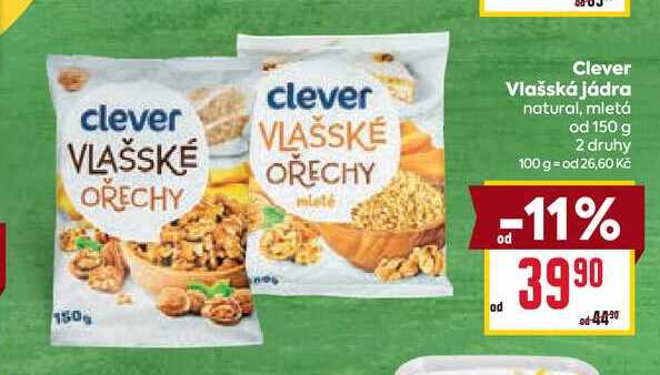 Clever Vlašská jádra natural, mletá od 150 g