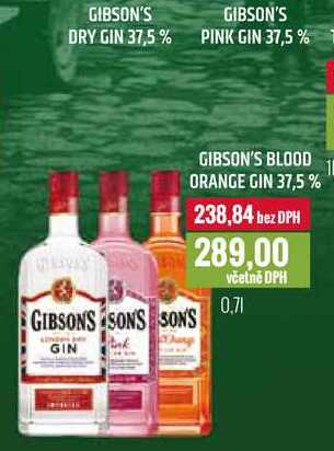 GIBSON'S DRY GIN 37,5%, GIBSON'S PINK GIN 37,5%, GIBSON'S BLOOD 1 ORANGE GIN 37,5% 0,7l
