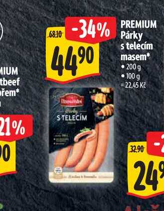  PREMIUM Párky s telecím masem 200 g
