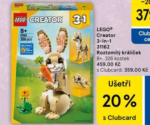 LEGO® Creator 3-in-1, 31162 Roztomilý králíček 8+, 326 kostek