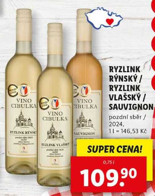 RYZLINK RÝNSKÝ/RYZLINK VLAŠSKÝ/SAUVIGNON, 0,75 l