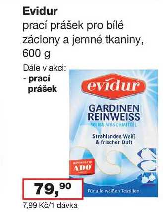 Evidur prací prášek pro bílé záclony a jemné tkaniny, 600 g 