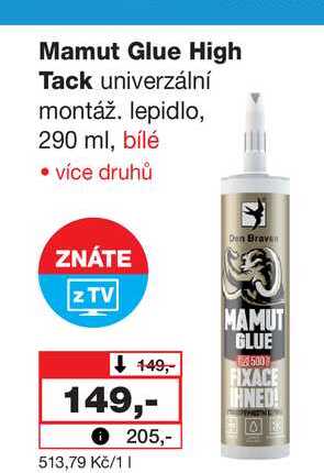 Mamut Glue High Tack univerzální montáž. lepidlo, 290 ml, bílé