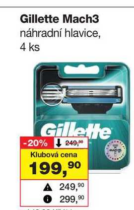 Gillette Mach3 náhradní hlavice, 4 ks